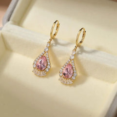 Sweet Solid Color Glitter Rhinestone Drop Earrings for Girls Elegant Cute Fashion Jewelry for Women Ladies Accessories Chic