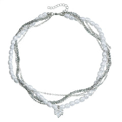 Fashion Sweet Heart Beads Imitation Pearl Necklaces for Girls Spicy Elegant Layered Wearing Jewellry for Women Ladies Accessory