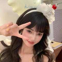 Solid Color White Cake Head Band for Girls Cherry Princess Style Sweet Cute Hair Band for Women Ladies Hair Accessories Fashion