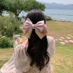Large Solid Color Bowknot Hair Clips for Women Princess French Style Sweet Cute Barrette for Women Ladies Hair Accessories Chic