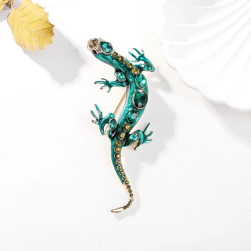 Fashion Glitter Animals Gecko Reptile Brooches for Girls Stylish Trendy Pins Jewelry for Women Ladies Accessories Wholesale