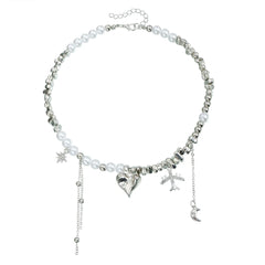 Fashion Beads Heart Airplane Sweet Necklaces for Girls Trendy Stylish Tassel Jewellry for Women Ladies Accessories Wholesale