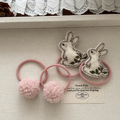 Sweet Cute Rabbit Animals Bunny Scrunchies for Baby Girls Fashion Princess Style Hair Ties for Kids Children HAir Accessories