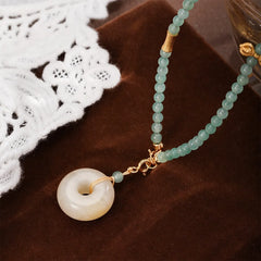 Women Green Beads Stone Necklace Elegant Trendy Charms Dainty Factory Price Low MOQ in Stock Jewelry for Female Daily Causal