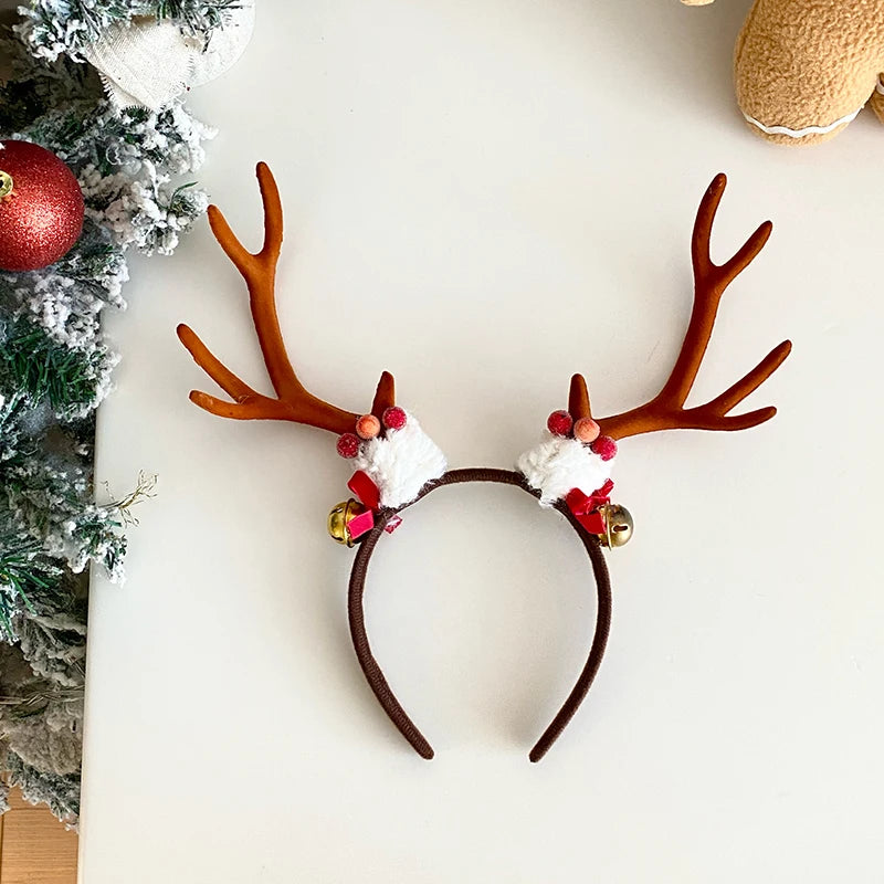 Christmas Children Head Bands Sweet Cute Cartoon Large Deer Hairbands for Baby Girls Wholesales New Christmas Hair Accessories