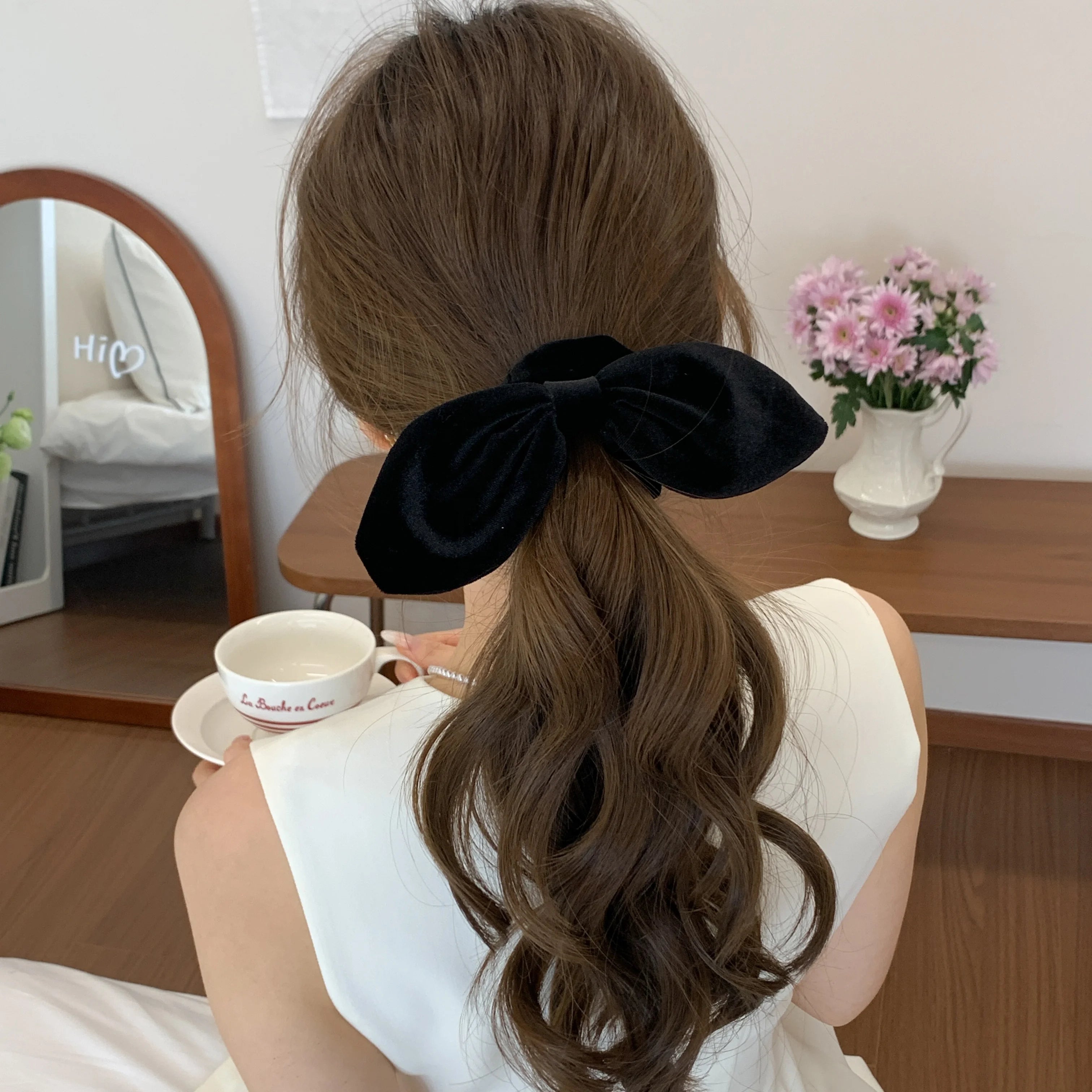 Sweet Simple Fashion Elegant Bowknot Scunchies for Girls Trendy Graceful Hair Ties for Women Ladies Accessories in Stock Chic