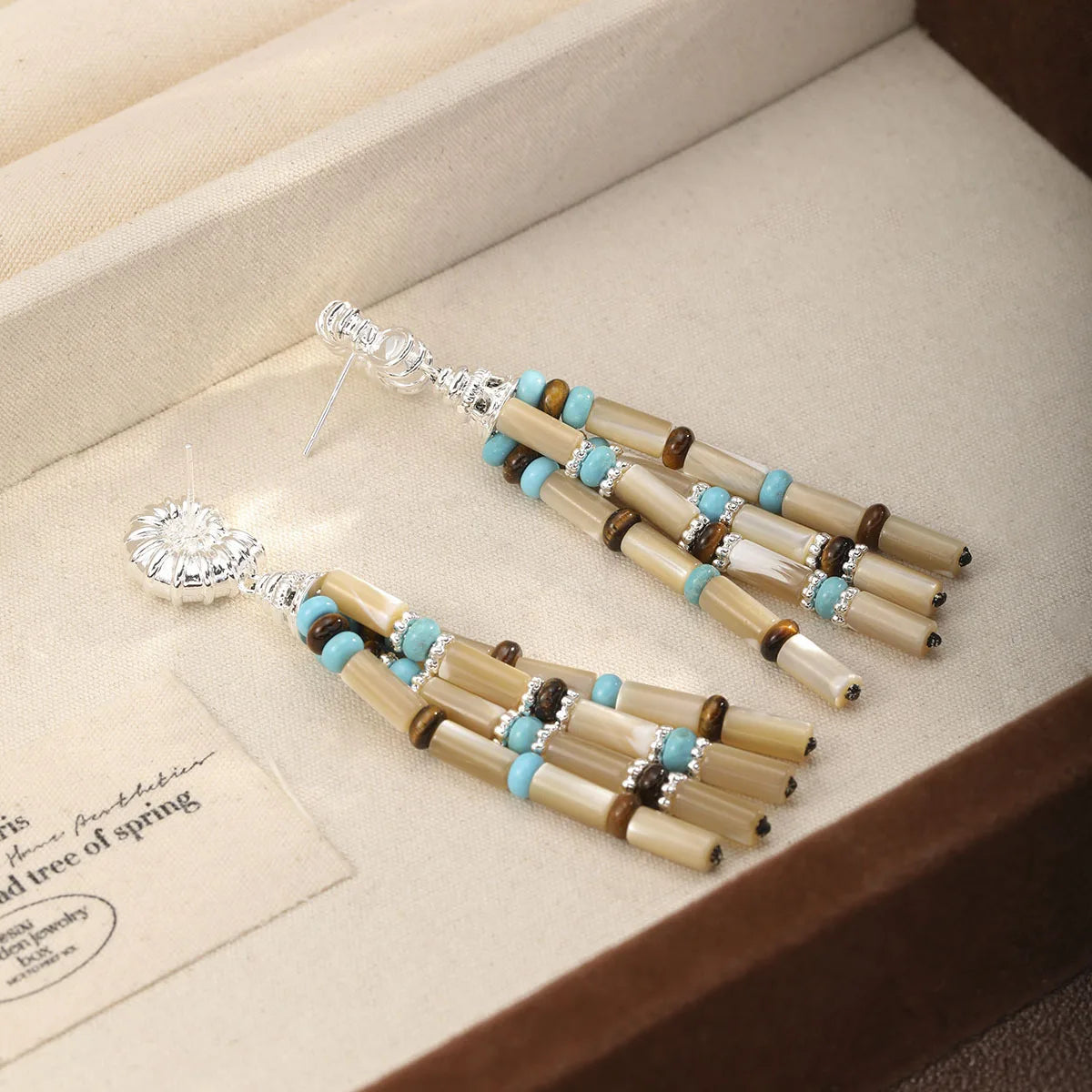 Fashion Shell Turquoise Copper White K Plated Drop Earrings for Girls Tassel Boho Jewelry for Women Ladies Wholesale Low MOQ