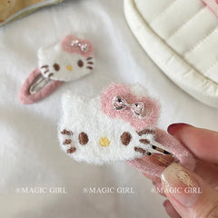 Fashionable Kitty Cat Hair Clips for Girls and Women Sweet and Stylish Fabric Snap Hair Accessories Trendy and Lustrous