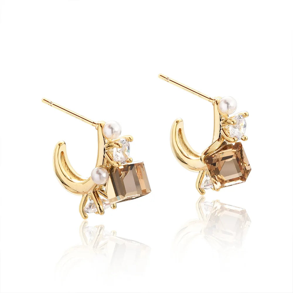 Female Fashion Hoop Earrings Super Flash Fine Sugar Copper Zircon Earrings Light Luxury High Elegant Fashion Ear Jewelry Bulk