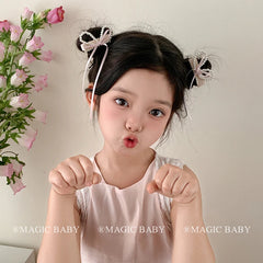 Pink Ribbon Bowknot Imitation Pearl Hair Clips for Baby Girls Fashion Sweet Elegant Cute Alligators for Kids Hair Accessories