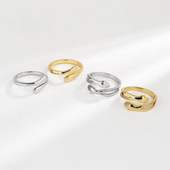 Hot Sale Love Embrace Couple Rings Romantic Fashionable Open Rings with Zircon Korean Style Simple Jewelry Accessories Wholesale