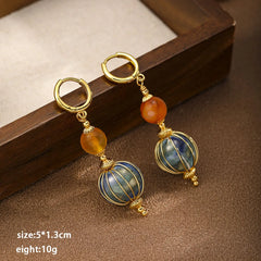 Fashion Natural Stone Ceramic Drop Earrings for Girls Dainty Luxury Vintage Jewelry for Women Ladies Wholesale China Supplier