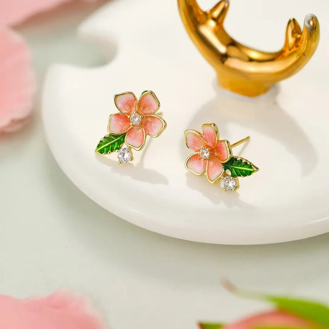Glamorous Charms Glitter Floral Stud Earrings for Girls Butterfly Animals Jewelry for Women Ladies Accessories Bulk Wholesale