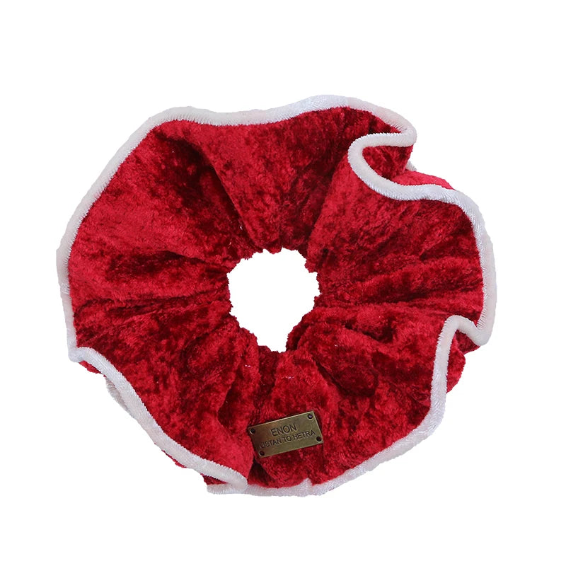 Solid Color Red Velvet Scrunchies for Kids Children Hair Accessories Classic Simple Fashion Hair Ties for Kids Children Hair Tie