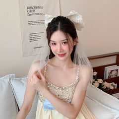 Solid Color Bowknot Tulle Hair Clips for Women Wedding Elegant Sweet Alligator for Women Ladies Bridal Hair Accessories in Stock