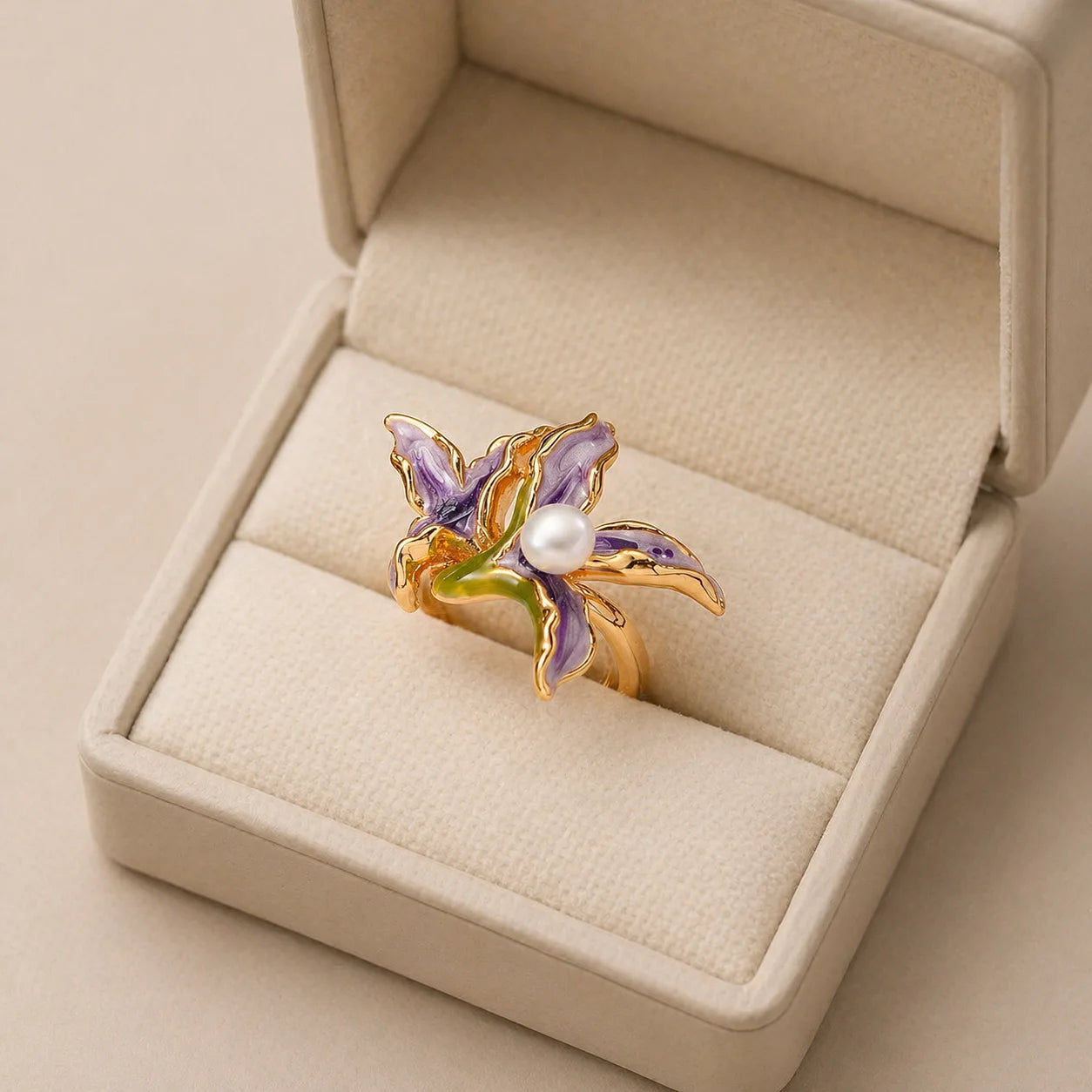 Fashion Luxury Dainty Copper Freshwater Pearl 18K Gold Rings for Girls Hand-Painted Drip Glaze Jewelry for Women Lady Wholesale