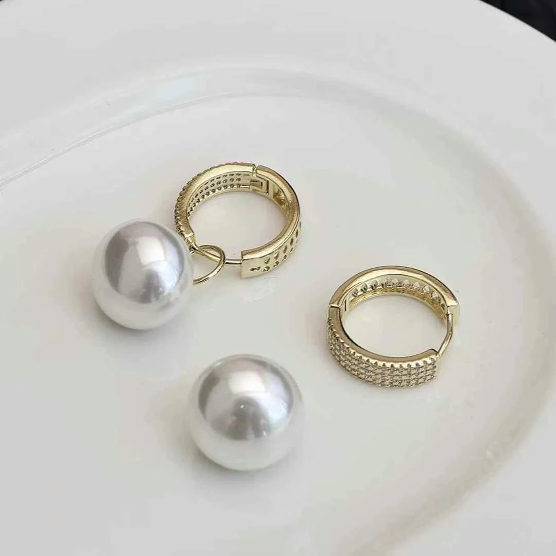 Women Flower Imitation Pearl Decorative Medium Drop Earring Fashion Elegant Charms Wholesale Jewelry Accessories for Causal Use