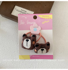 Cute Sweet Animal Bowknot Plaid Scrunchies for Baby Girls Fashion Peppy Hair Ties for Kids Children Hair Accessories in Stock