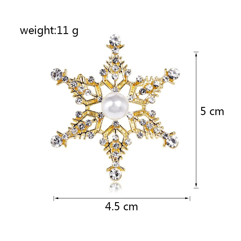 Fashion Glitter Snow Flake Sparkle Brooches for Girls Elegant Trendy Stylish Pins Jewelry for Women Ladies Accessories Wholesale