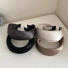 Female Solid Colored Wide Large Headbands Fashion Graceful Vintage Glossy Customized in Stock Hairbands Accessories for Women