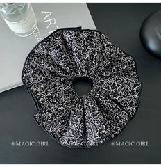 Women's Elegant Fabric Hair Ties Large Scrunchy Double-Layer High Elastic Fashionable Vintage Sweet for Everyday Office Use Hair
