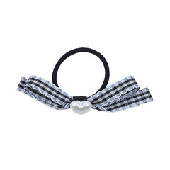 Kids Grey Grid Heart Dogs Decorative Small Hair Ties Fashion Chic Cute Ponytail Holder Scrunchies Accessories for Children Daily
