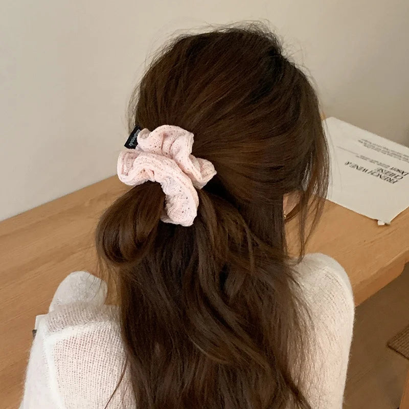 Simple Solid Color Minimalistic Fashion Scrunchies for Girls Sweet Elegant Classic Hair Ties for Women Ladies Hair Accessories
