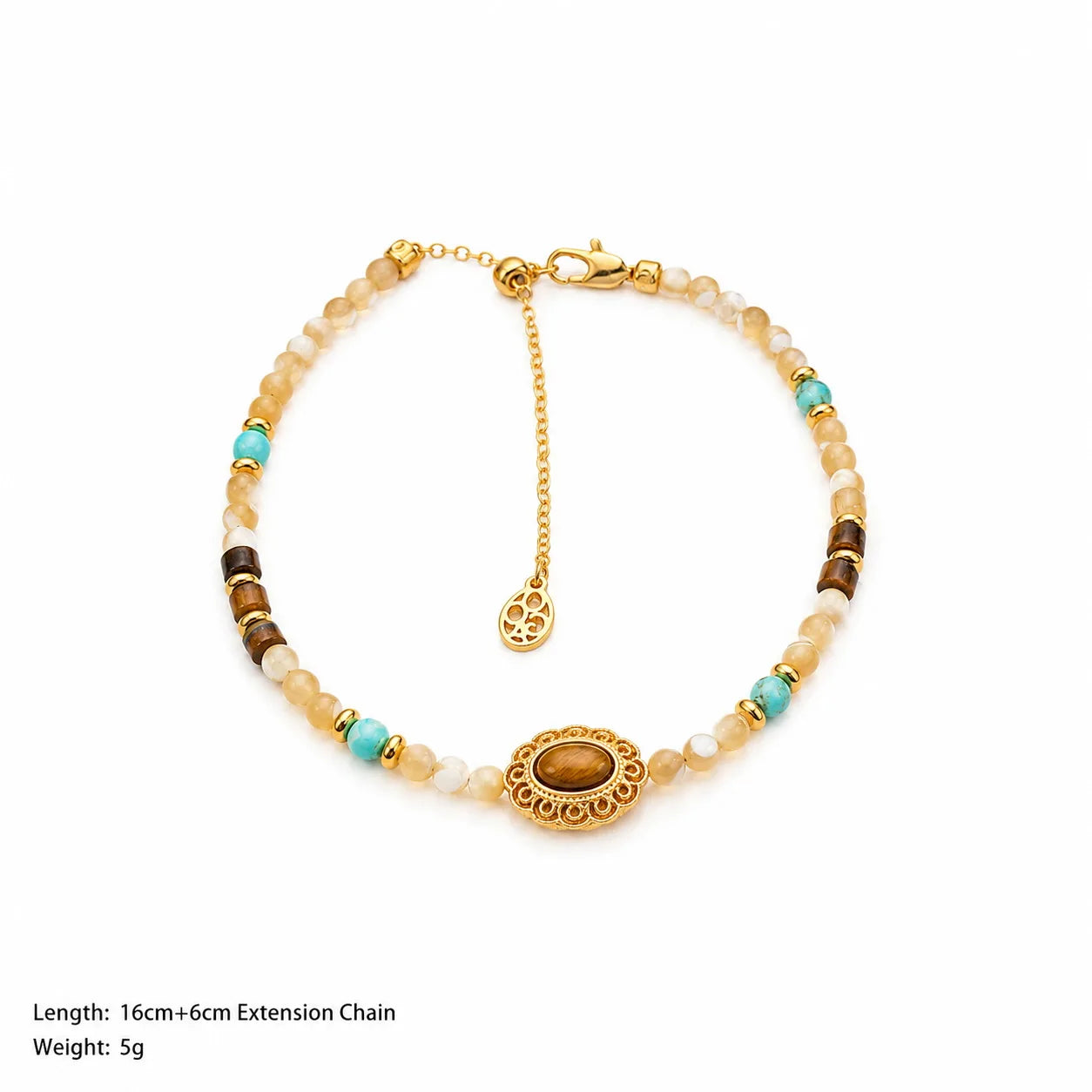 Fashion Shell Tiger Eye Stone Blue Turquoise Copper Jewelry Sets for Girls Vintage Necklaces Bracelets for Women Lady Wholesale