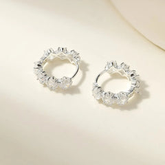 Simple Minimalistic Classic Hoop Earrings for Girls Rhinestone Glitter Jewelry for Women Ladies Accessories Chinese Supplier