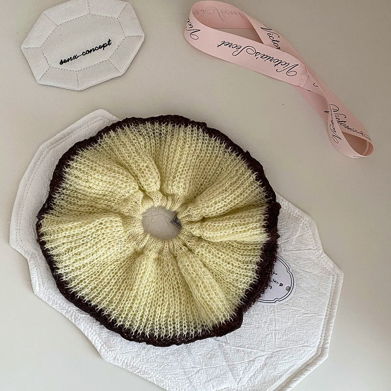 Women Solid Color Oversized Warm Yarn Thick Thin Hair Scrunchies Fashion Simple Customized in Stock Female Hair Ties Accessories