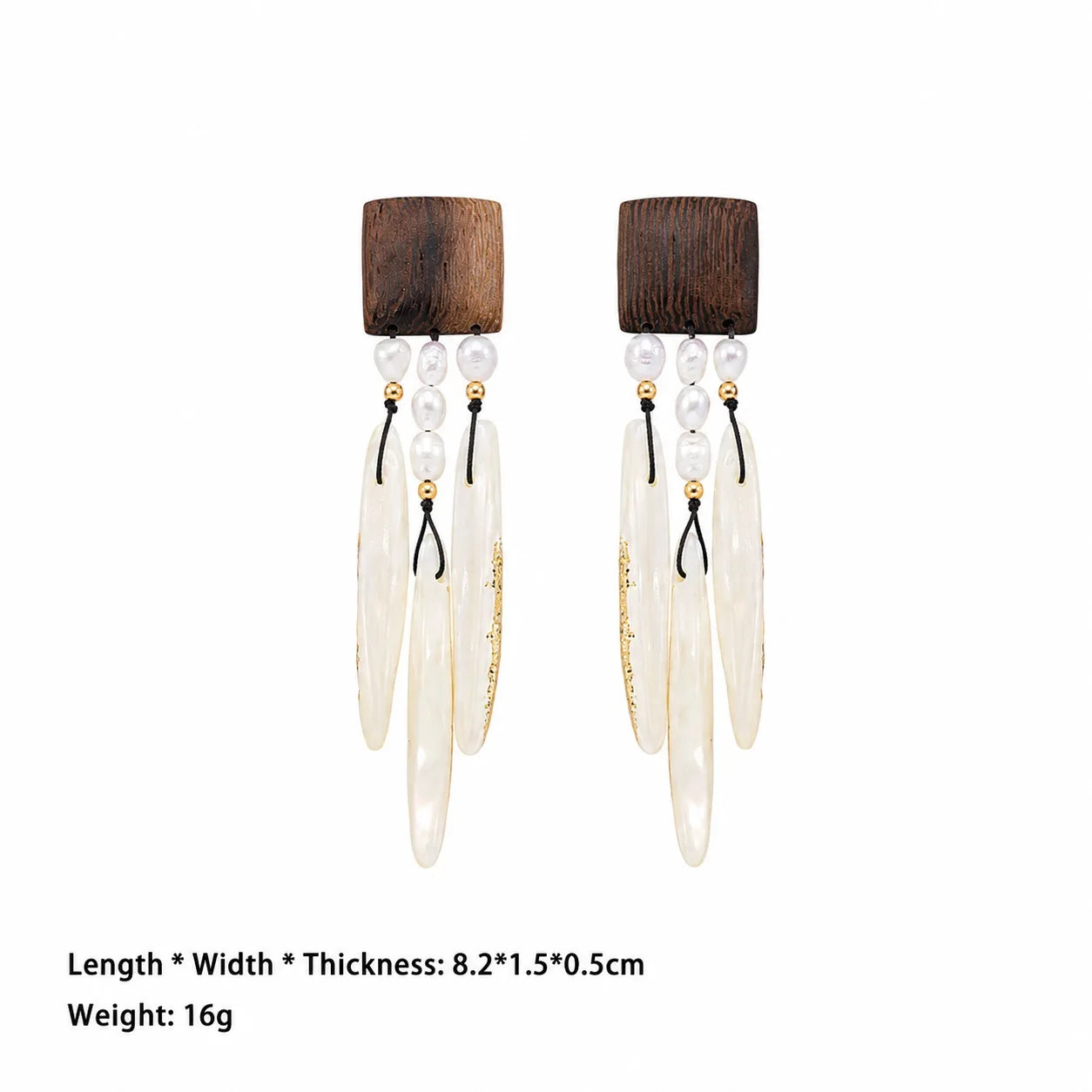 Women Vintage Freshwater Pearl S925 Silver Shell Wood Drop Earring Factory Price Bulk in Stock Jewelry for Female Daily Causal