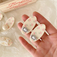 Elegant Graceful Glitter Sparkle Alligator Hair Clips Cute Sweet Flower Imitation Pearl Women's Hair Accessories for Parties