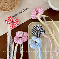 Flower Fashion Ribbon Lace Scrunchies for Baby Girls Sweet Cute Kawaii Hair Ties for Kids Children Hair Accessories in Stock