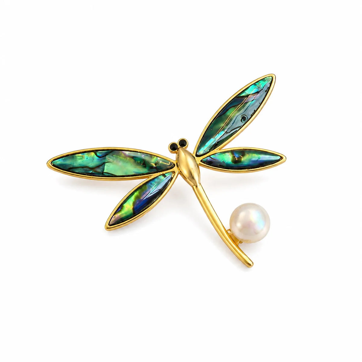 Fashion Copper 18K Gold Abalone Shell Crystal Pearl Zircon Brooches for Girls Sparkle Jewelry for Women Ladies Wholesale Bulk