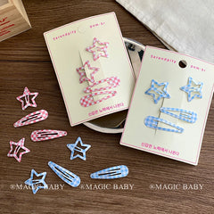 Fashion Cute Star Plaid Hair Clips for Baby Girls Sweet Kawaii Fashion Simple Snap Clips for Kids Children Hair Accessories
