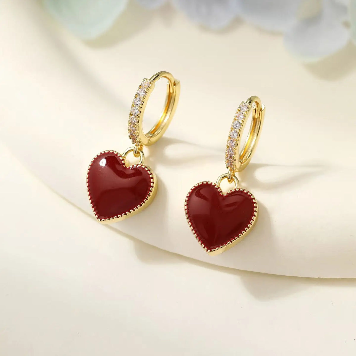 Fashion Elegant Vintabge Flowers Rose Drop Earrings for Girls Sweet Heart Shaped Jewelry for Women Ladies Accessories Wholesale