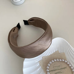 Female Solid Colored Wide Large Headbands Fashion Graceful Vintage Glossy Customized in Stock Hairbands Accessories for Women