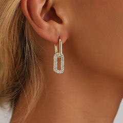 Fashion Luxury Glitter Hoop Drop Earrings for Girls Simple Minimalistic Art Deco Dainy Jewelry for Women Ladies Accessories