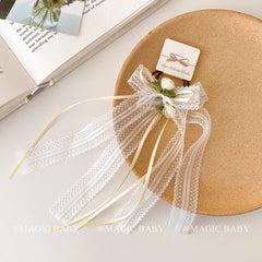 Sweet Ribbon Flower High Elastic Scrunchies for Baby Girls Cute Fashion Hair Ties for Kids Children Hair Accessories in Stock