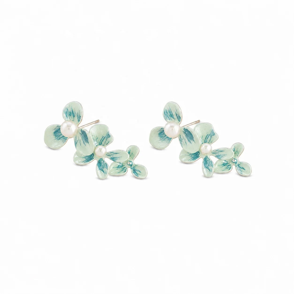 Girls Flower Freshwater Pearl S925 Silver 18k Gold-plated Green Purple Earring Factory Price Low MOQ Trendy Jewelry for Daily