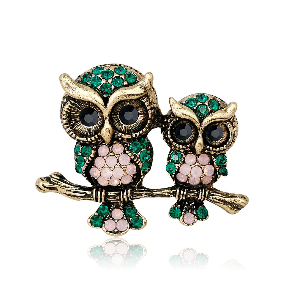 Fashion Bird Animals Rhinestone Glitter Sparking Brooches for Girls Owl Pins Jewelry for Women Ladies Accessories Wholesale