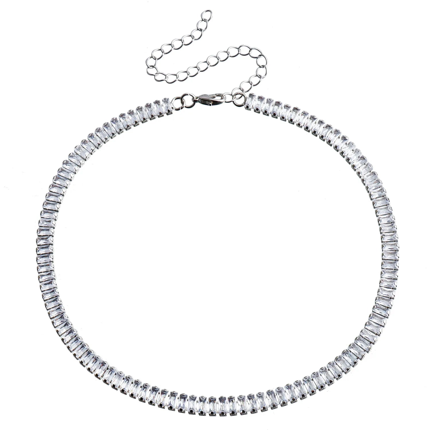 Simple Rhinestone Fashion Glitter Sparkle Necklaces for Girls Minimalistic Jewelry Suits for Women Ladies Female Accessories