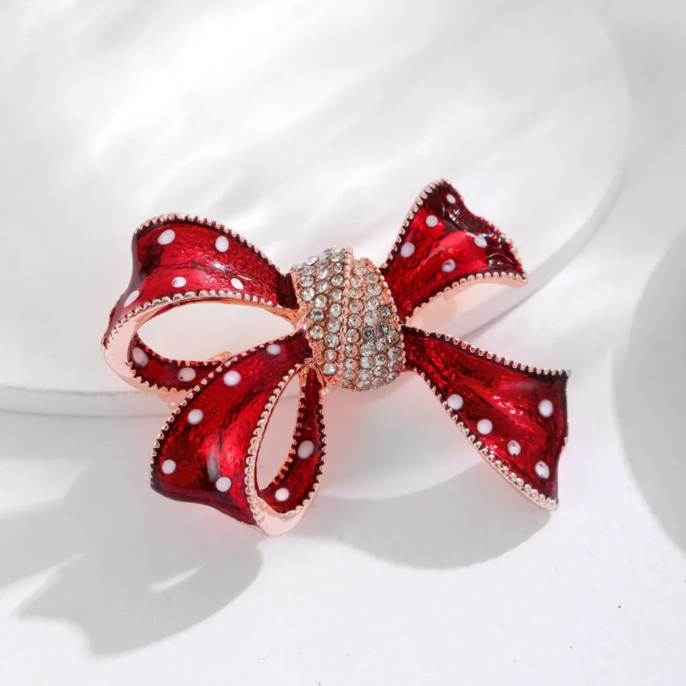 Fashion Bowknot Sweet Glitter Sparking Brooches for Girls Elegant Luxury Classic Pins Jewelry for Women Ladies Accessories