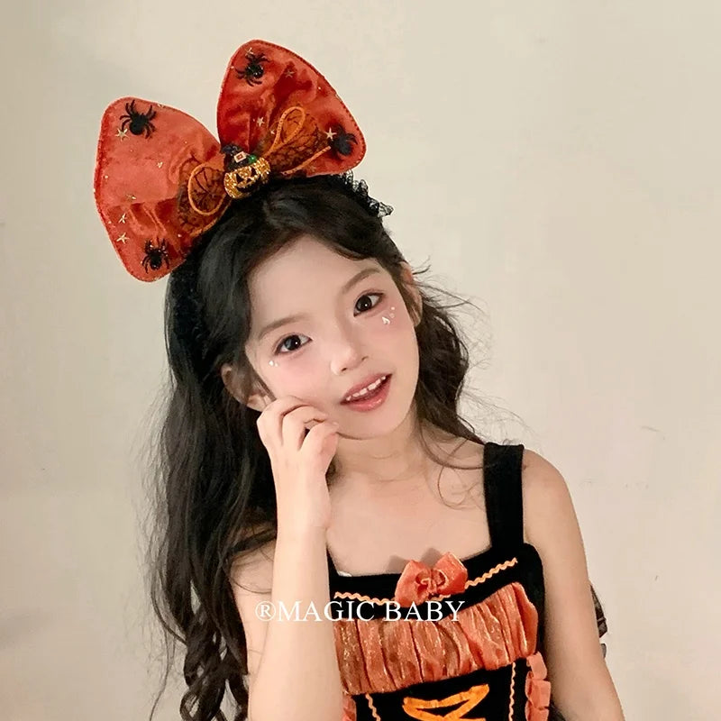 Halloween Headband for Kids Bow Pumpkin Skull Spooky Cute Hairband Children Costume Party Hair Accessories Trick or Treat Gift