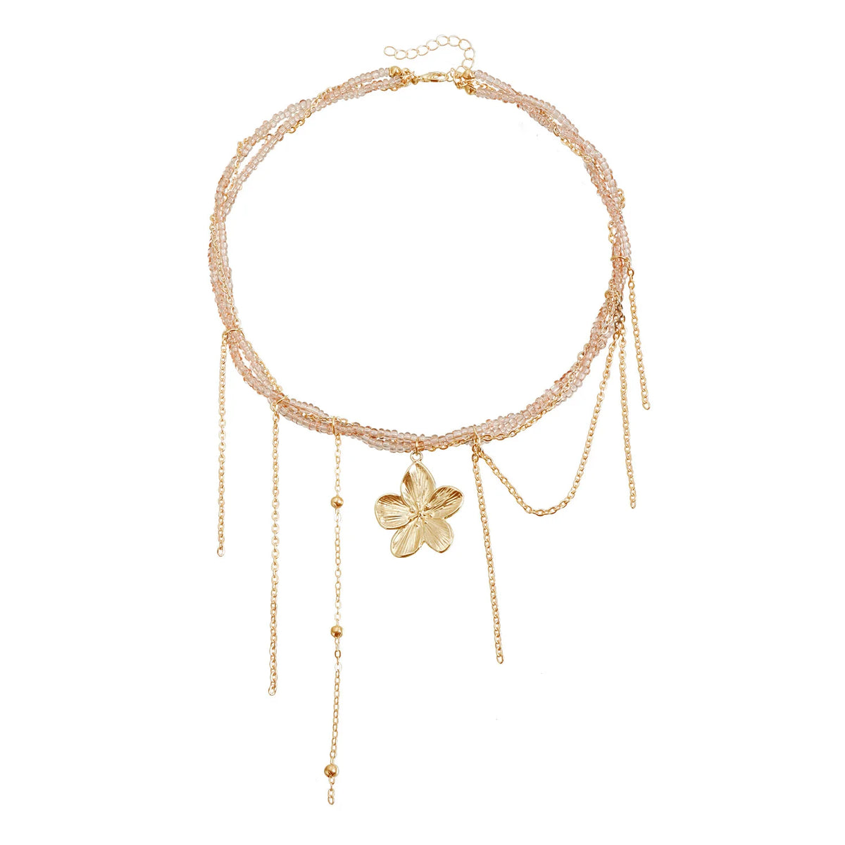 Fashion Sweet Beads Princess Style Flowers Necklaces for Girls Elegant Graceful Floral Jewelry for Women Ladies Accessories