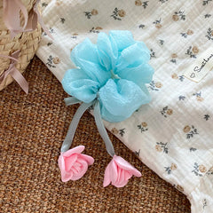 Girl Flower Ribbon Solid Color Large Hair TIes Sweet Fashion Ponytail Holder in Stock Scrunchies Accessories for Kids Children