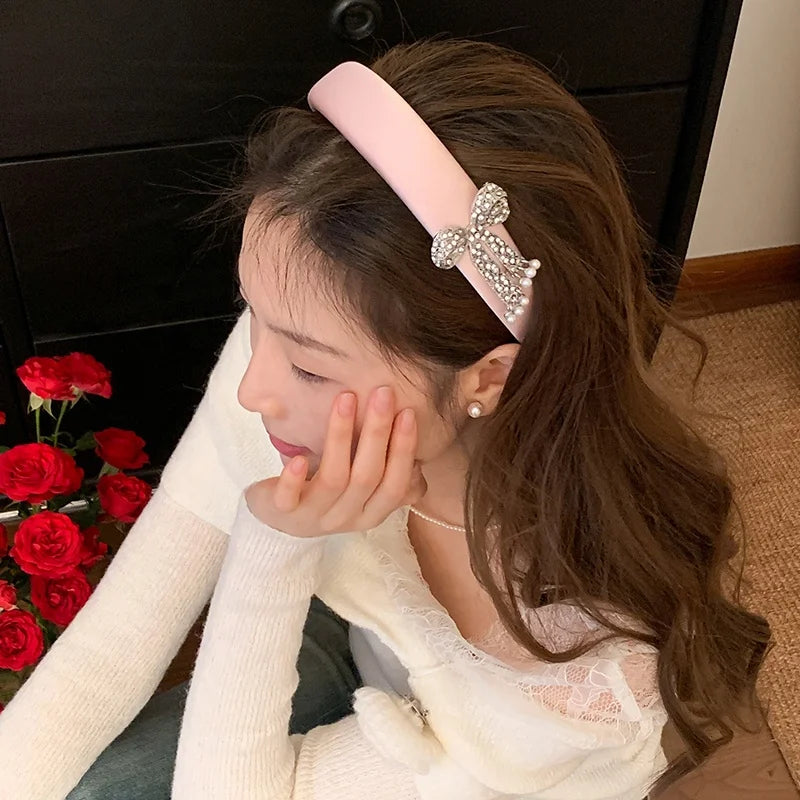 Fashion Luxury Bowknot Glitter Head Band for Girls Sweet Elegant Sparkle Hair Band for Women Ladies Hair Accessories in Stock