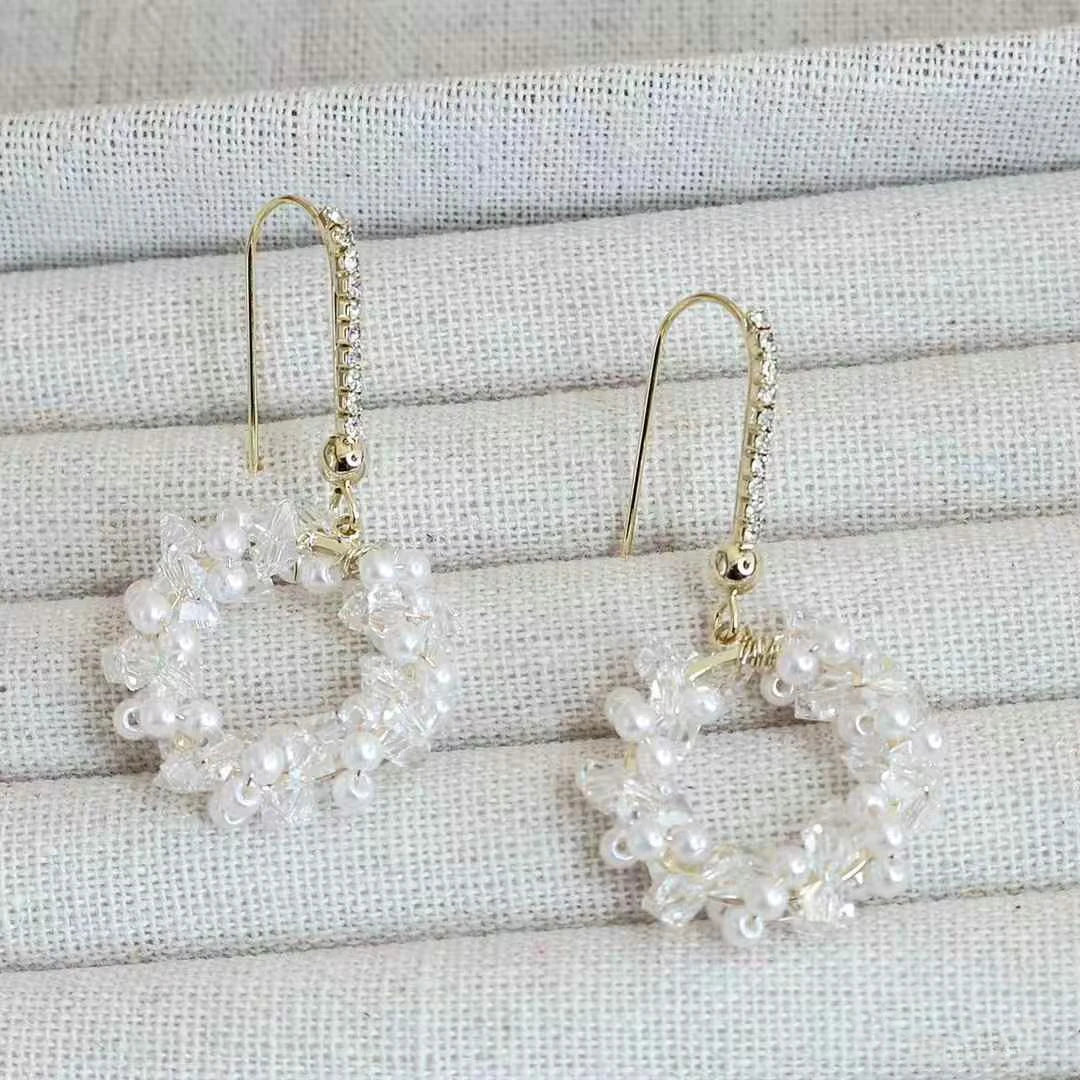 Female Flower Butterfly Square Shape Rhinestone Drop Earring Glitter Sparking Fashion Charms Bulk Jewelry Accessories for Daily