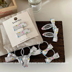 Silver Bowknot Cute Sweet Hair Accessories for Baby Girls Fashion Trendy Stylish Scrunchies for Kids Children in Stock Kawaii
