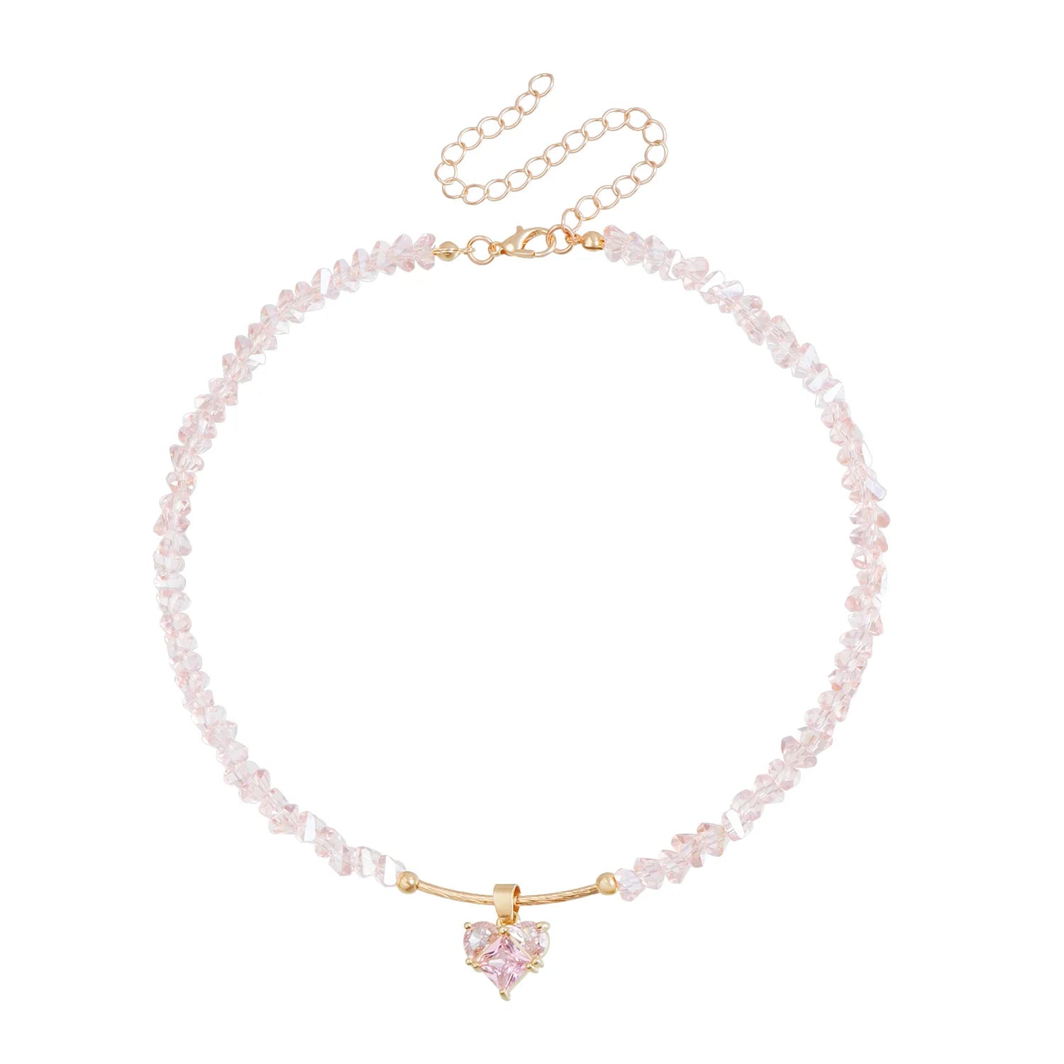 Fashion Simple Beads Solid Color Heart Necklaces for Girls Sweet Bold Charms Jewellry for Women Ladies Accessories Wholesale